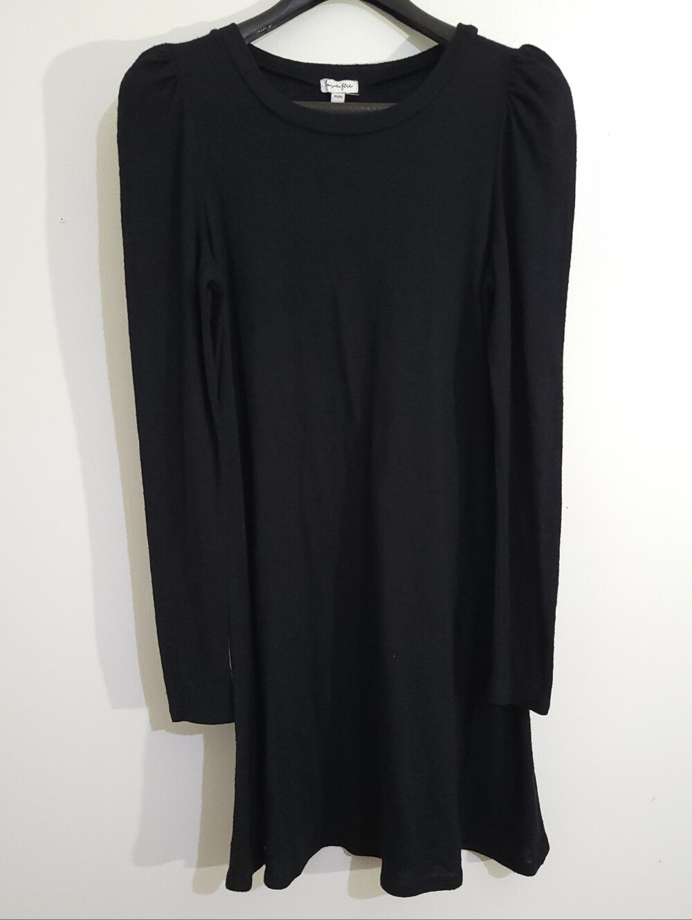 Love, Fire Black Long Sleeve Puff Shoulder Sweater Dress - Size M